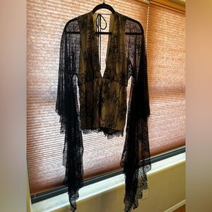 Michael Costello x Revolve Black Lace Romper Size L
